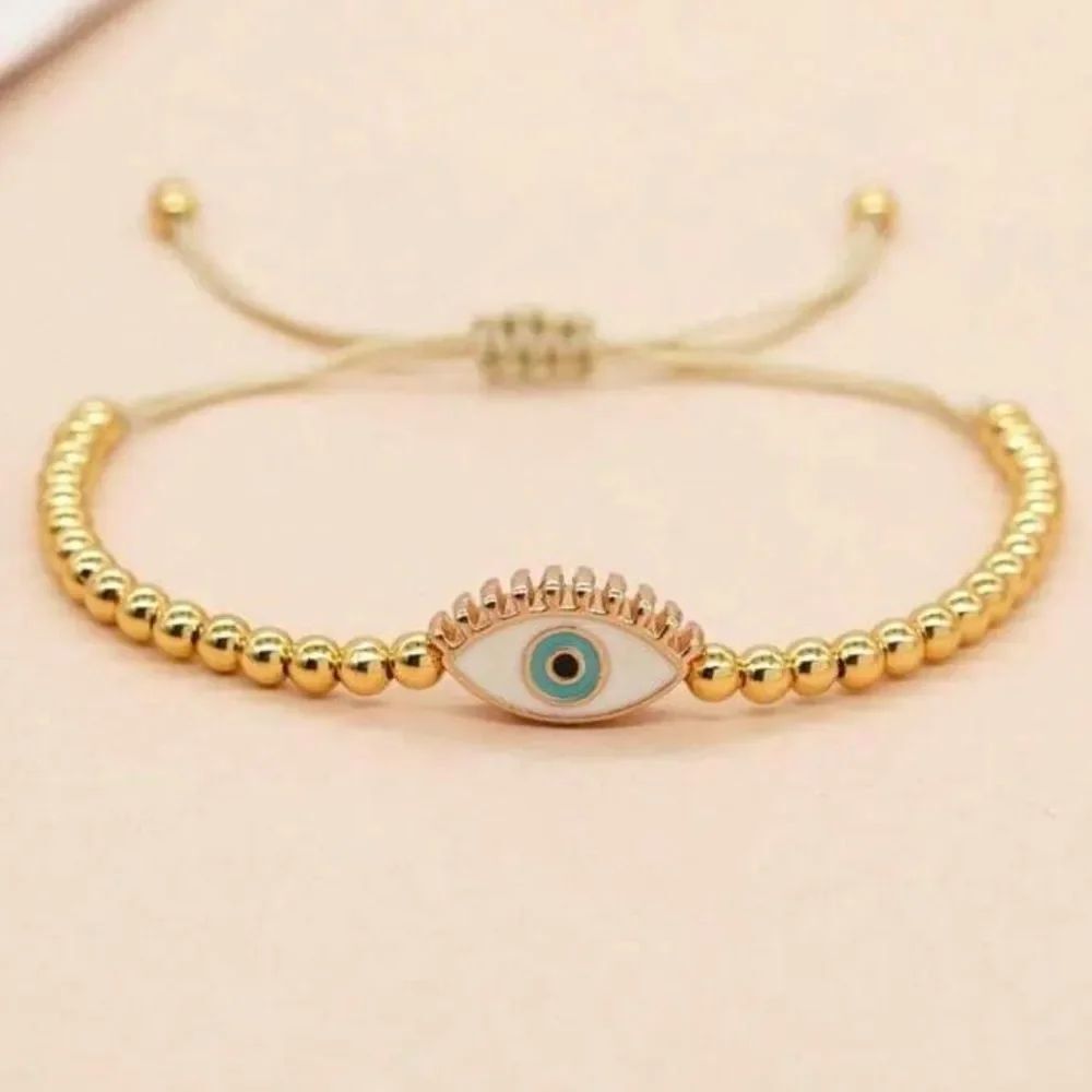 Gold Evil Eye Beaded Bracelet A1430